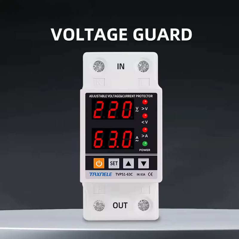 3 Pack 110V 63A Adjustable Voltage Protector Over Under Voltage Relay DIN Rail