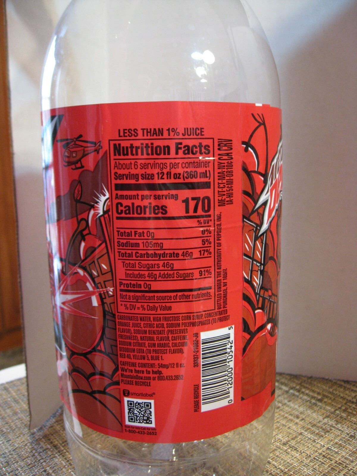 Mountain Dew Code Red 2 Liter Bottle / New Graphic Label 2022