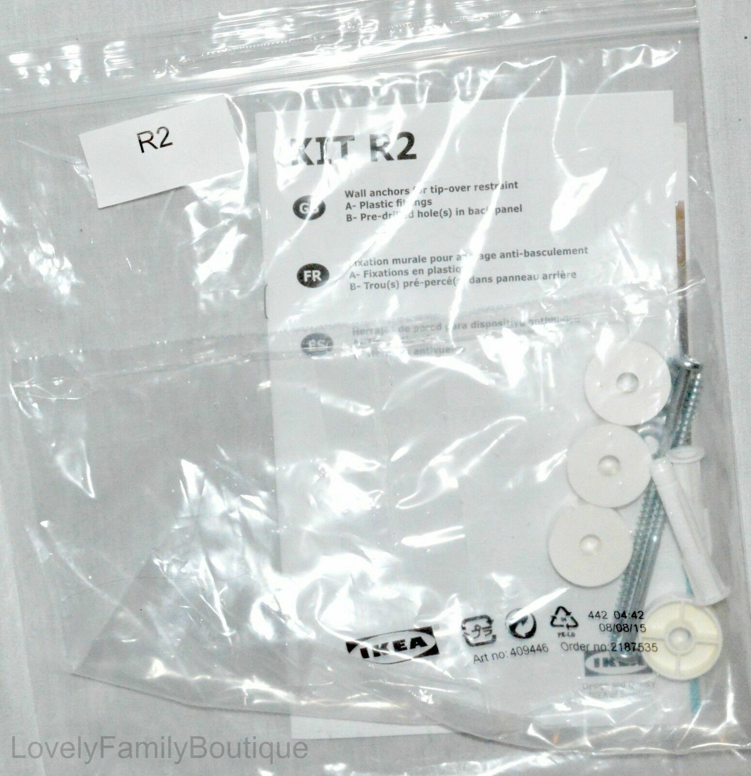 Lot of 6 IKEA Tip Over Restraint and Wall Anchor Safety Kit R2 Wall Anchor Kits
