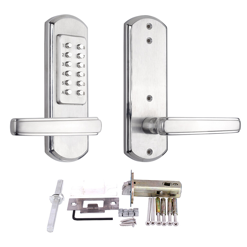 Keyless Door Lock Mechanical Push Button Digital Keypad Entry Security Door Knob