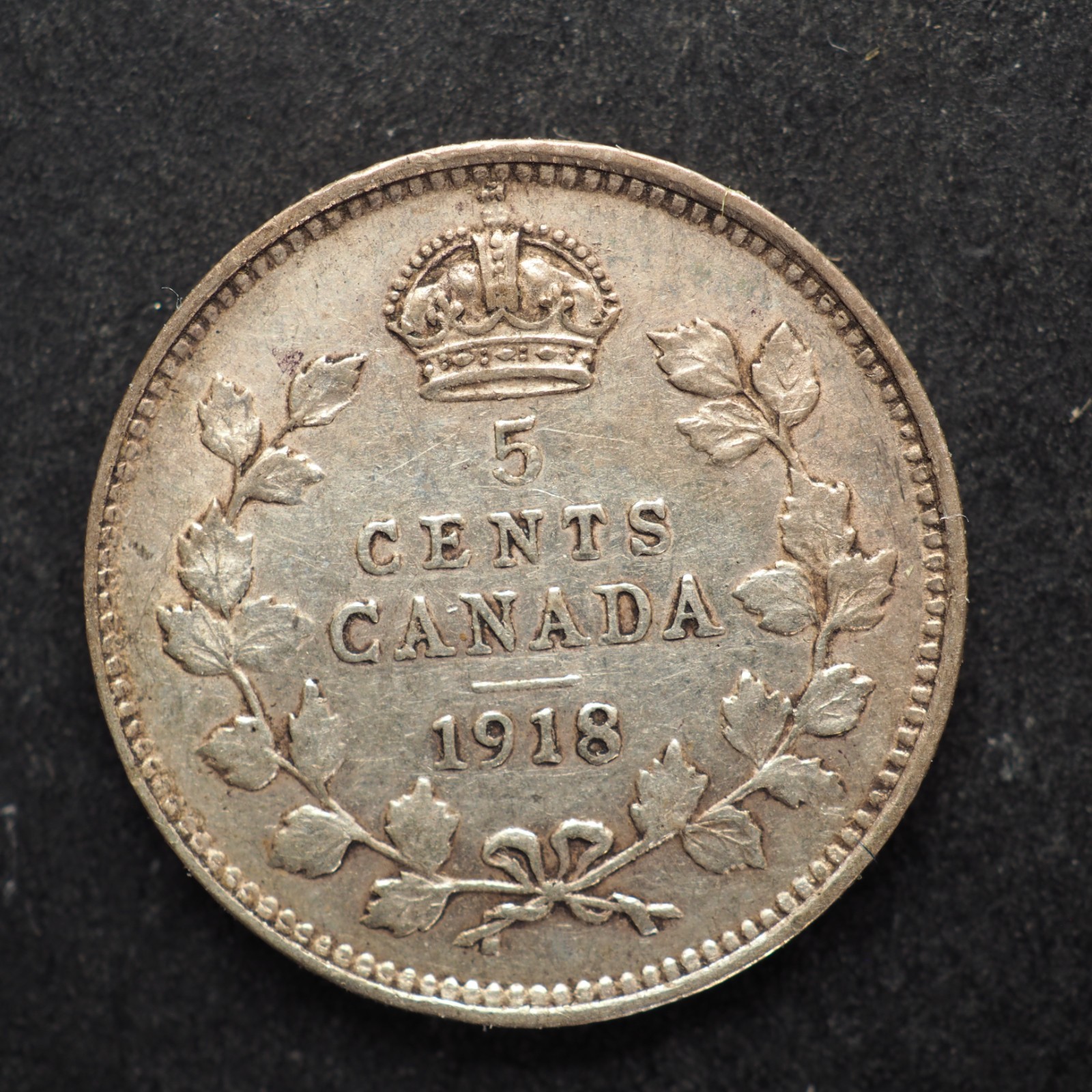 1918 Canada 5 Cents Silver! - FREE SHIPPING! C4051