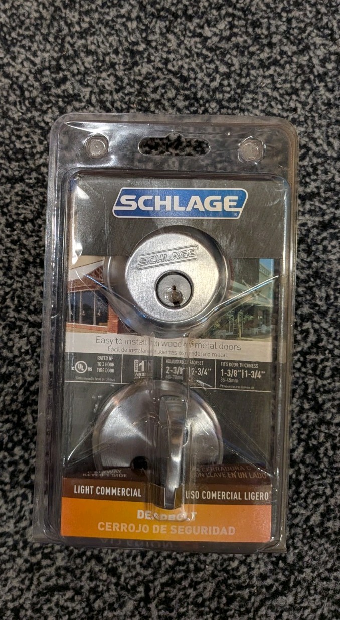 Schlage Satin Chrome Single Cylinder Deadbolt B60CS V 626 Free Shipping