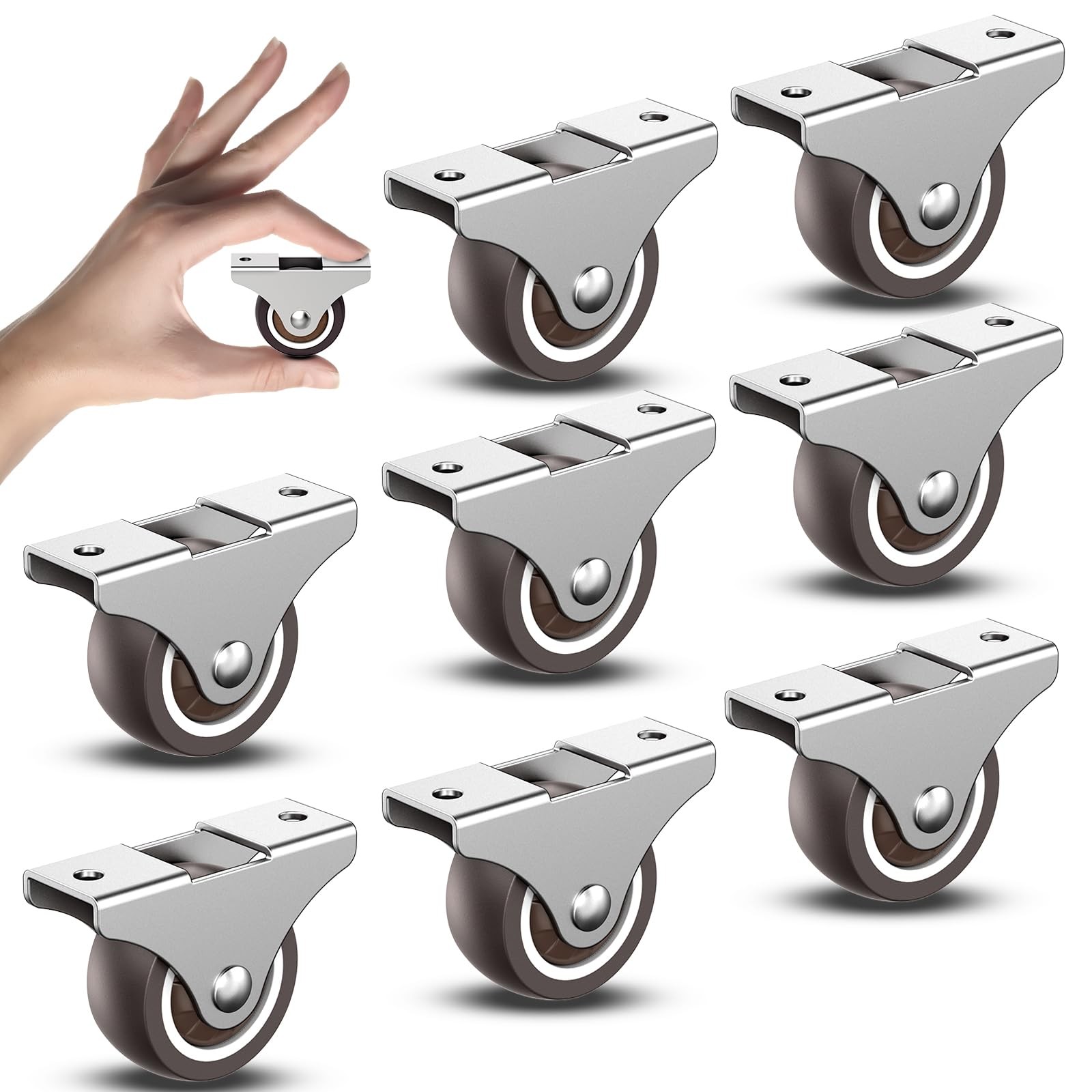 1.5 Inch Fixed Caster Wheels Rubber Casters 8PCS for Furniture Storage - Load
