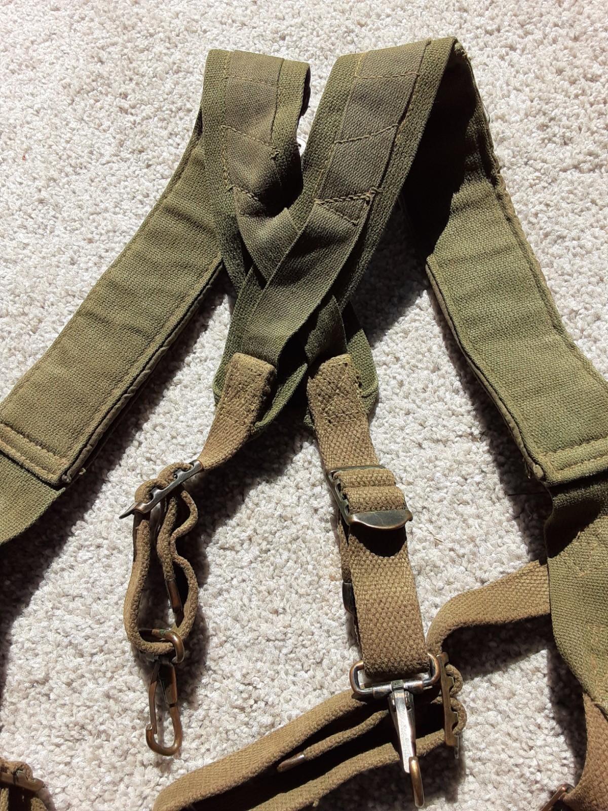 Original Korean / Vietnam War M-1945 Combat Support Straps OD Cotton Duck Web