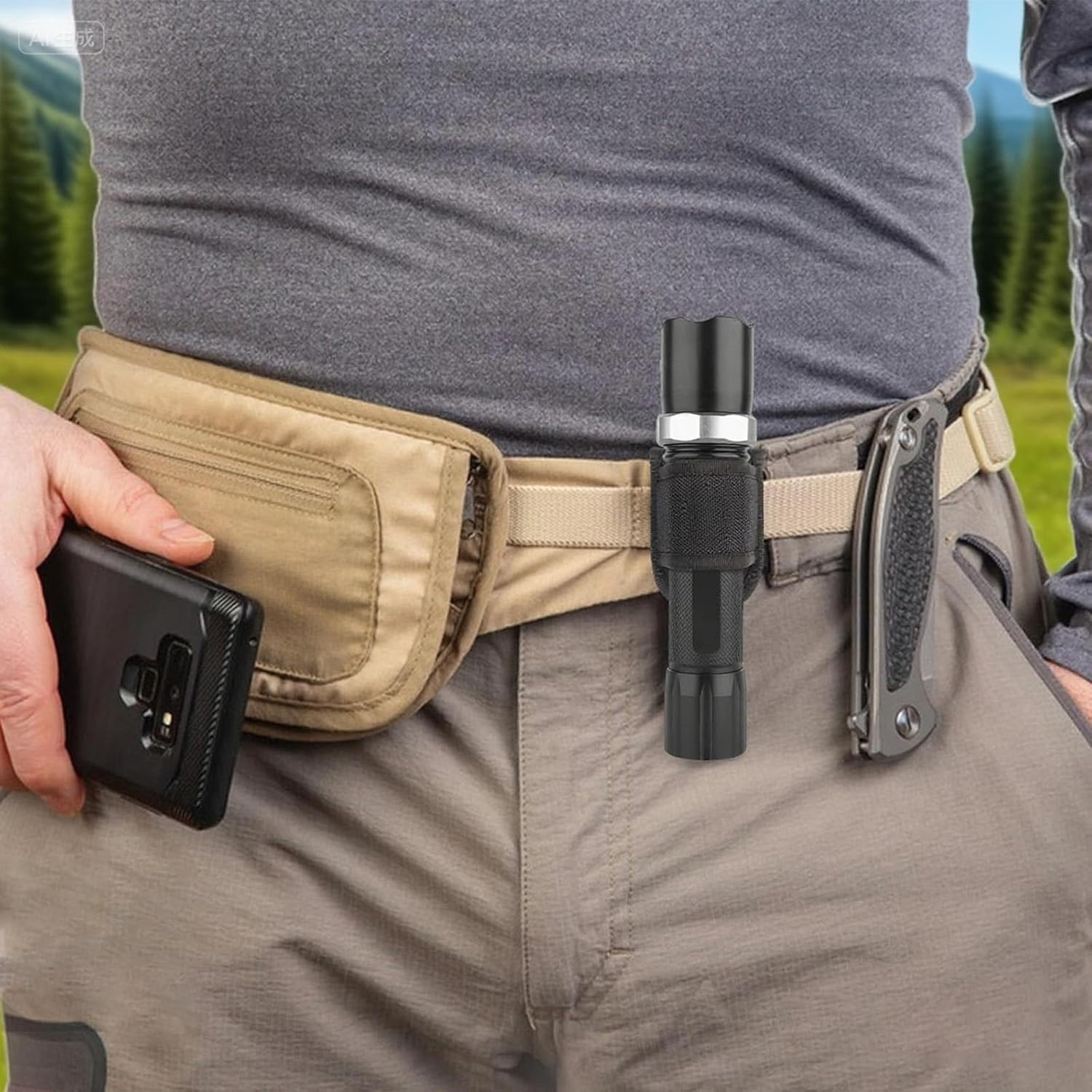 Flashlight Holster for Duty Belt, Open Top D Cell Compact Light Holder Case