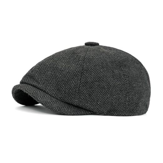 Men 8 Panel Newsboy Cap Classic Irish Gatsby Paperboy Ivy Newsies Black