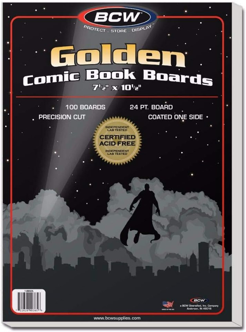 Golden Age Comic Backing Boards - 100 Pack | Certified Acid-Free Comic Book