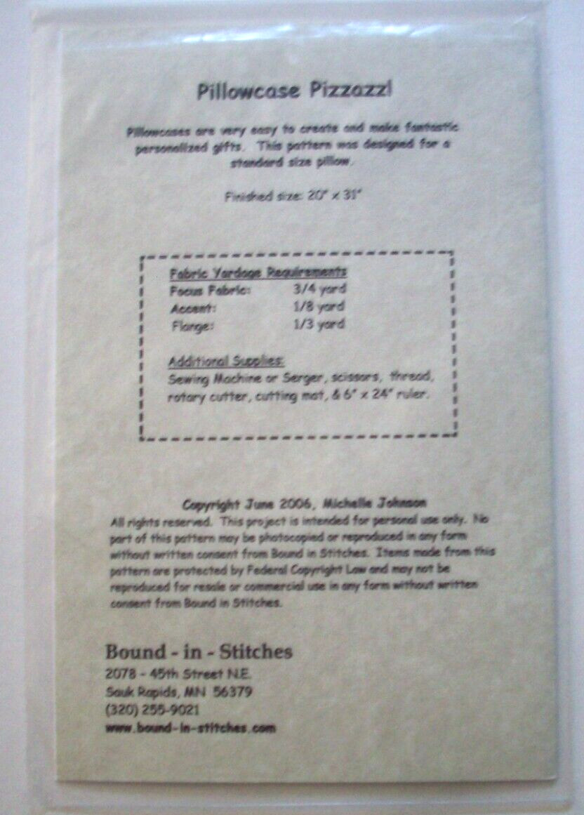 Pillowcase Pizzazz! quilt pattern *U