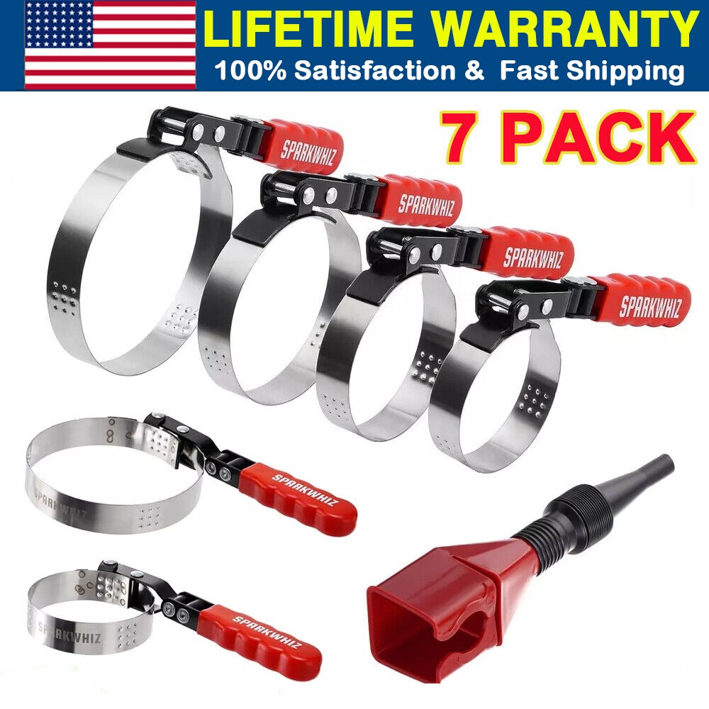 Set of 7 Swivel Oil Filter Wrench 2-1/6” - 5-1/4" 6 Size Oil Filter Remover Tool