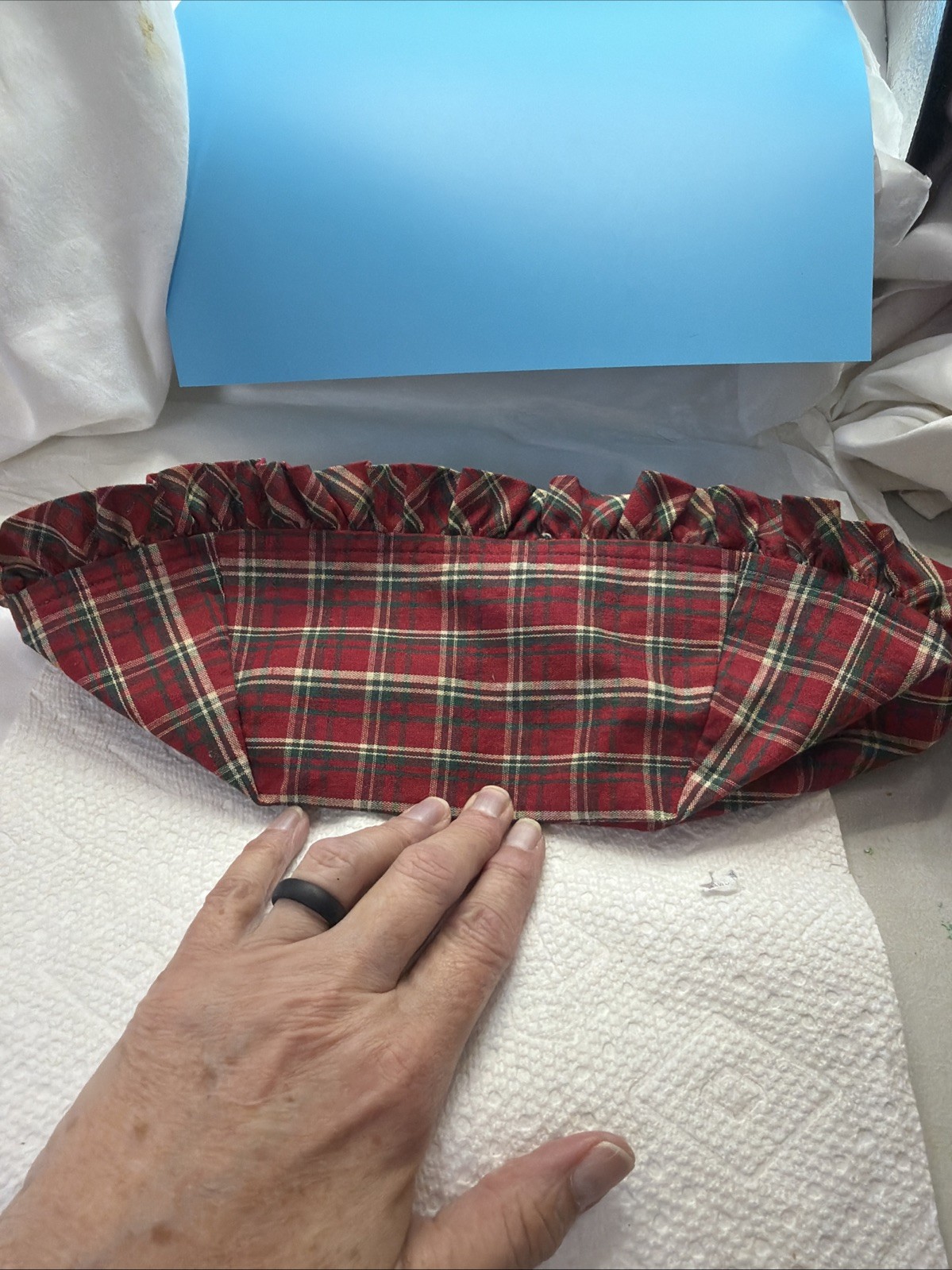 Longaberger fabric liner in Holiday Plaid Tidings USA