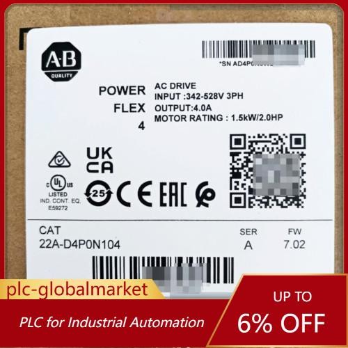 New Factory Sealed AB 22A-D4P0N104 PowerFlex 4 1.5kW 2.0HP AC Drive US Free Tax