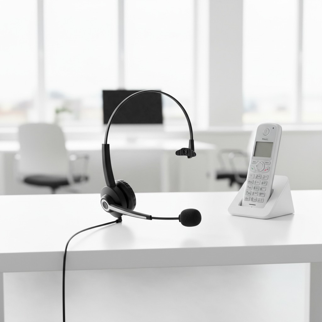 Plug-and-Play Mono Headset for Panasonic & Cisco - Noise-Canceling & Lightweight