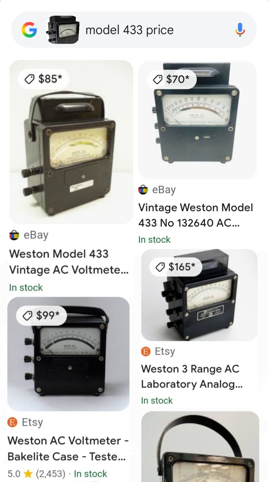 Collectible Vintage Weston Model 433 Laboratory AC Voltmeter