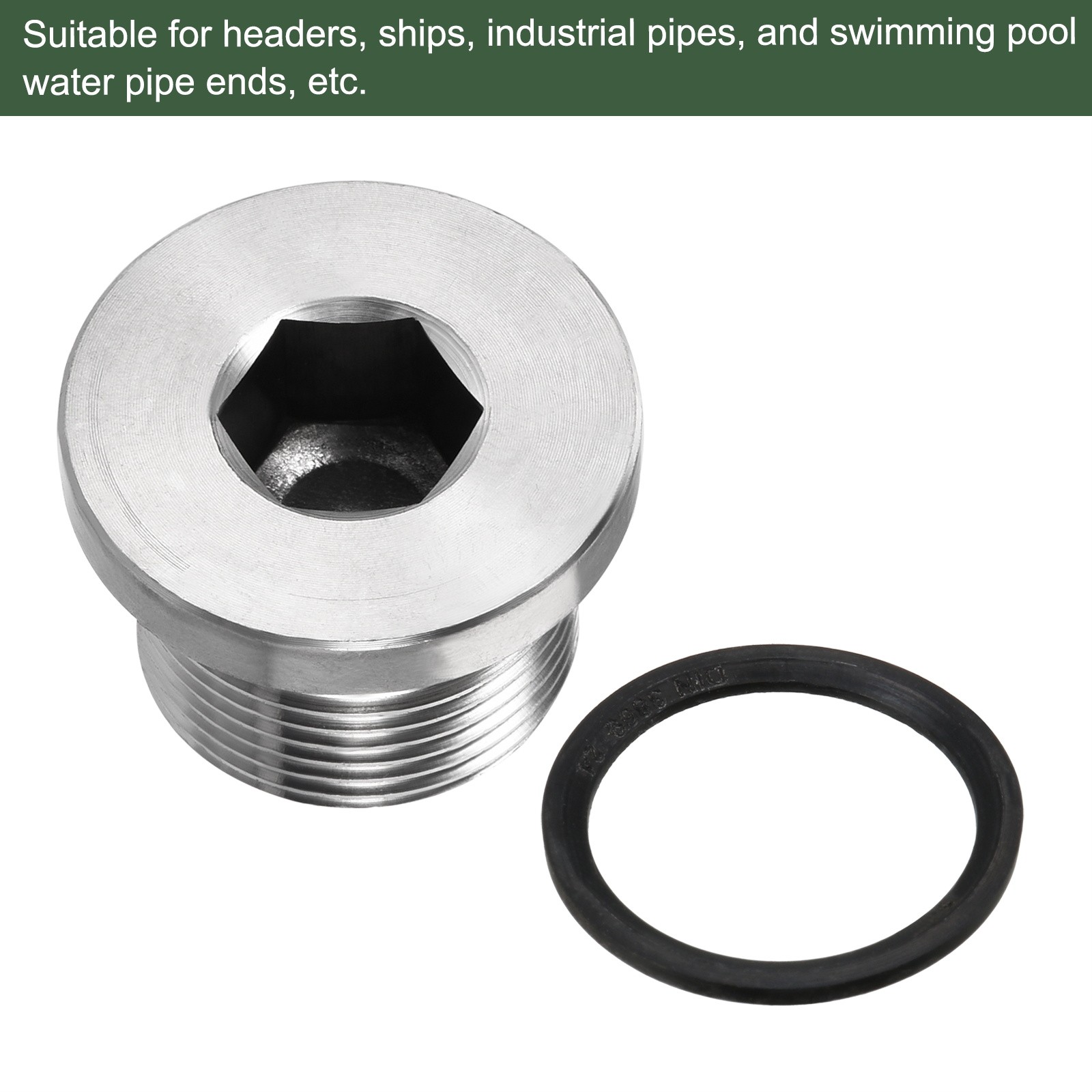 M24 x 1.5 Stainless Steel Internal Hex Head Socket Pipe Fitting (Silver)