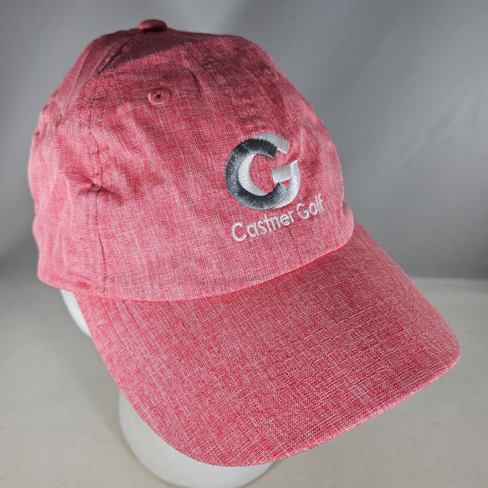 Castner Golf Hat Pink Embroidered Logo New Jersey Lessons Adjustable Strap Cap