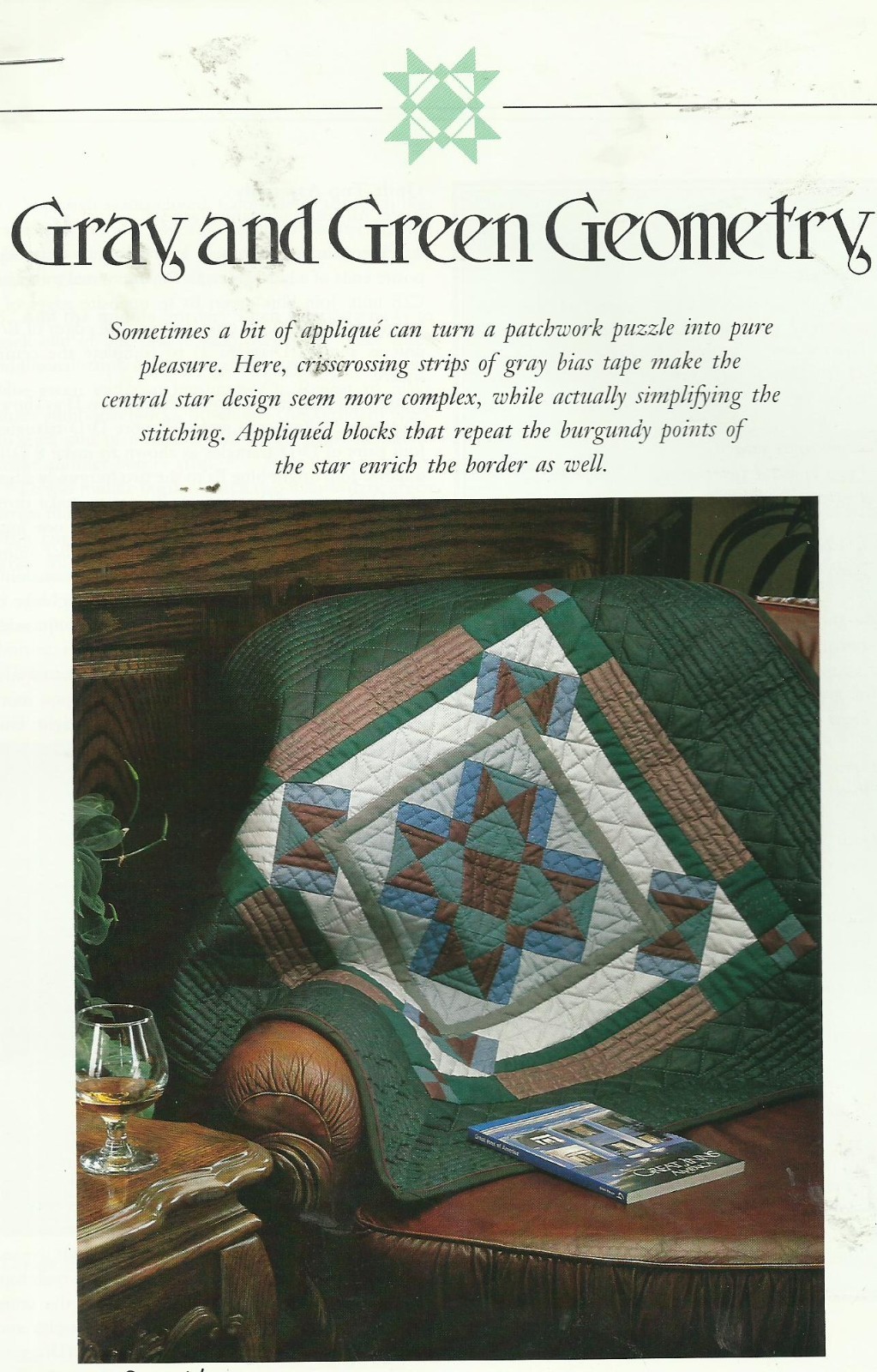 E0722 GRAY AND GREEN GEOMETRY MINI QUILT PATTERN/INSTRUCTIONS