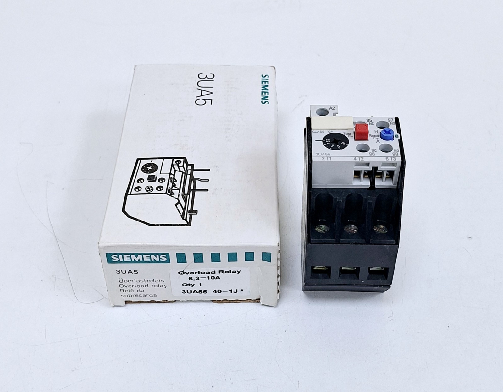 Siemens 3UA55 40-1J / 6.3-10A Overload Relay (Lot of 2 pcs)