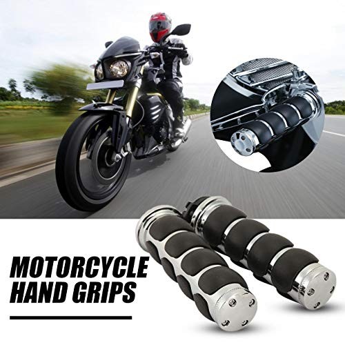 1 Pair Hand Grips Chrome Black-A