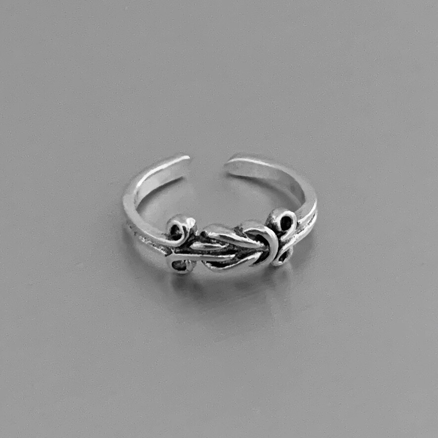 Sterling Silver Long Knot Toe Ring, Silver Ring, Love Ring