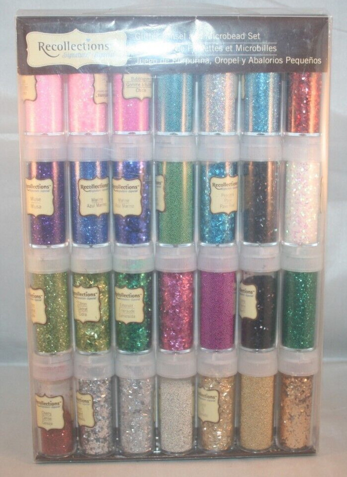 Recollections Signature & Special 28 Piece Glitter, Tinsel and Microbead Set