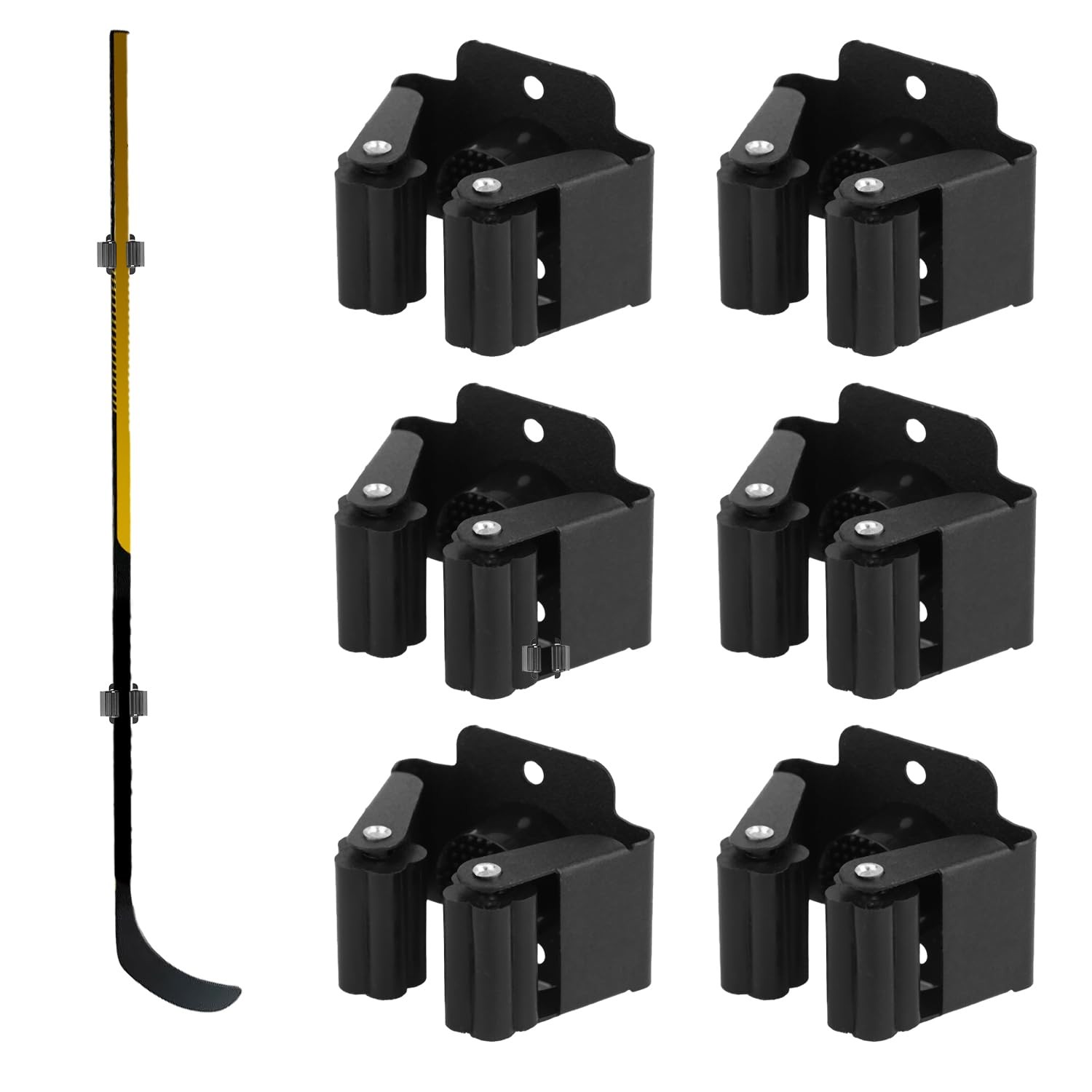 Wall Mount Hockey Stick Holder Hooks  Stainless Steel Organizer Rack 6 Pack