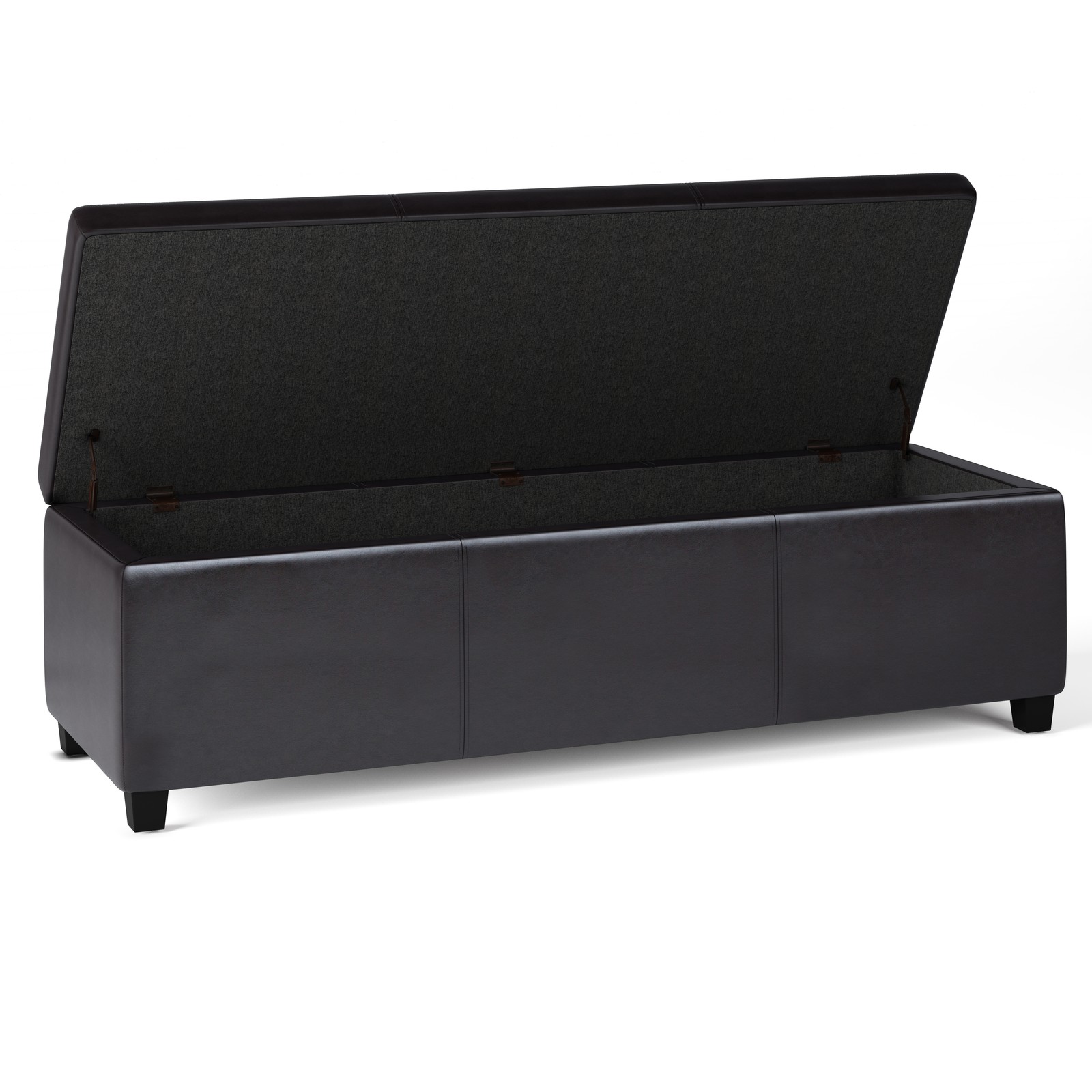 Avalon 54 inch Wide Extra Large Storage Ottoman Bench in Tanners Brown Vegan