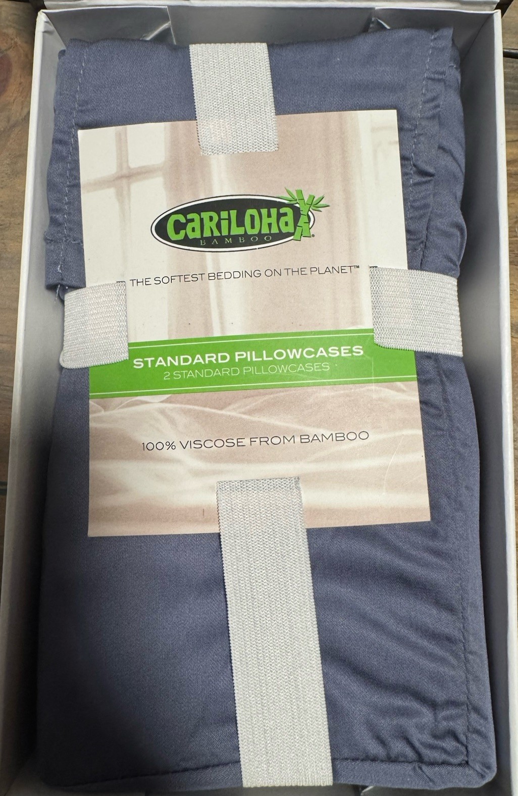 Cariloha Viscose Bamboo Standard Pillowcase Set - Blue Lagoon - NOS