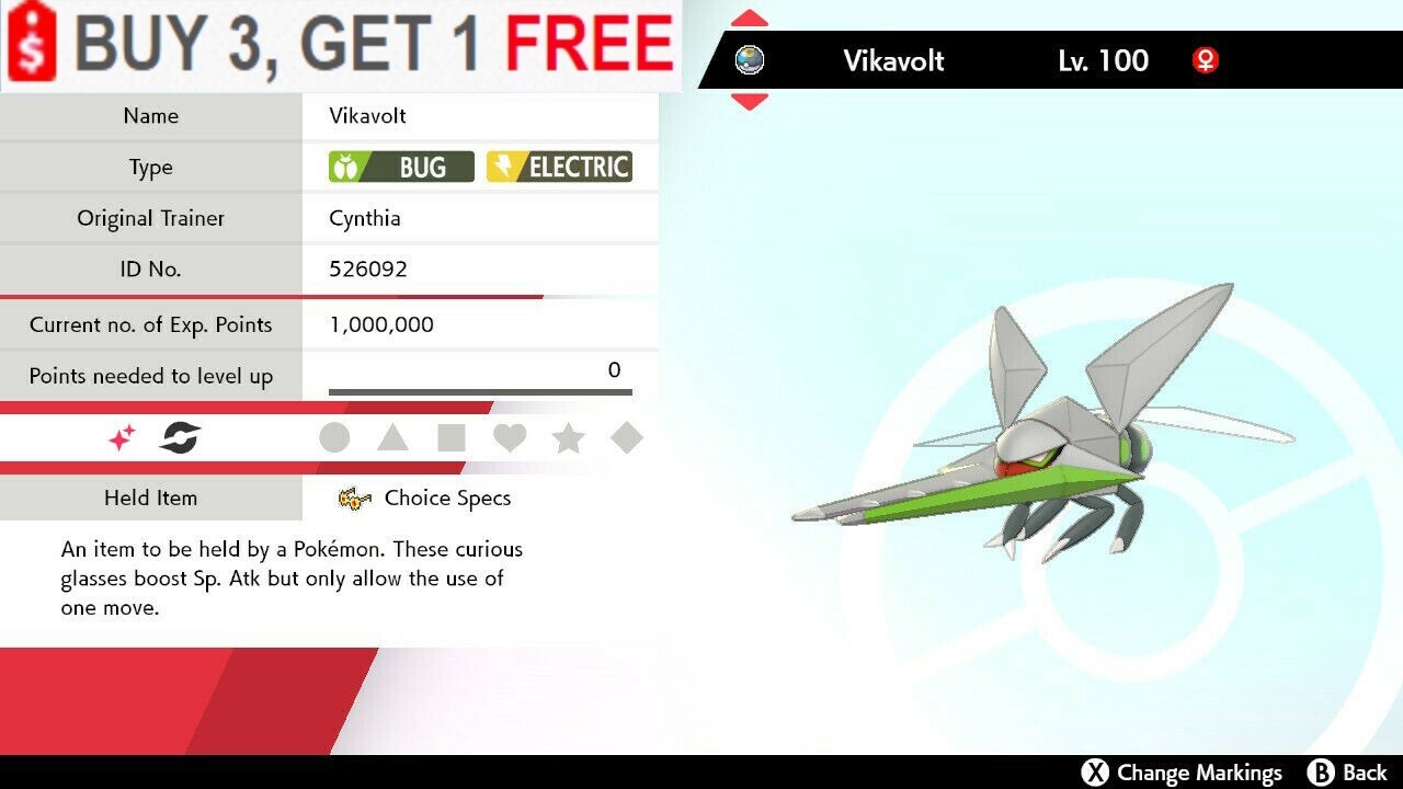 ✨Shiny Vikavolt✨Pokemon Sword Shield Modest 6IV Choice Specs 🚀Fast Delivery🚀