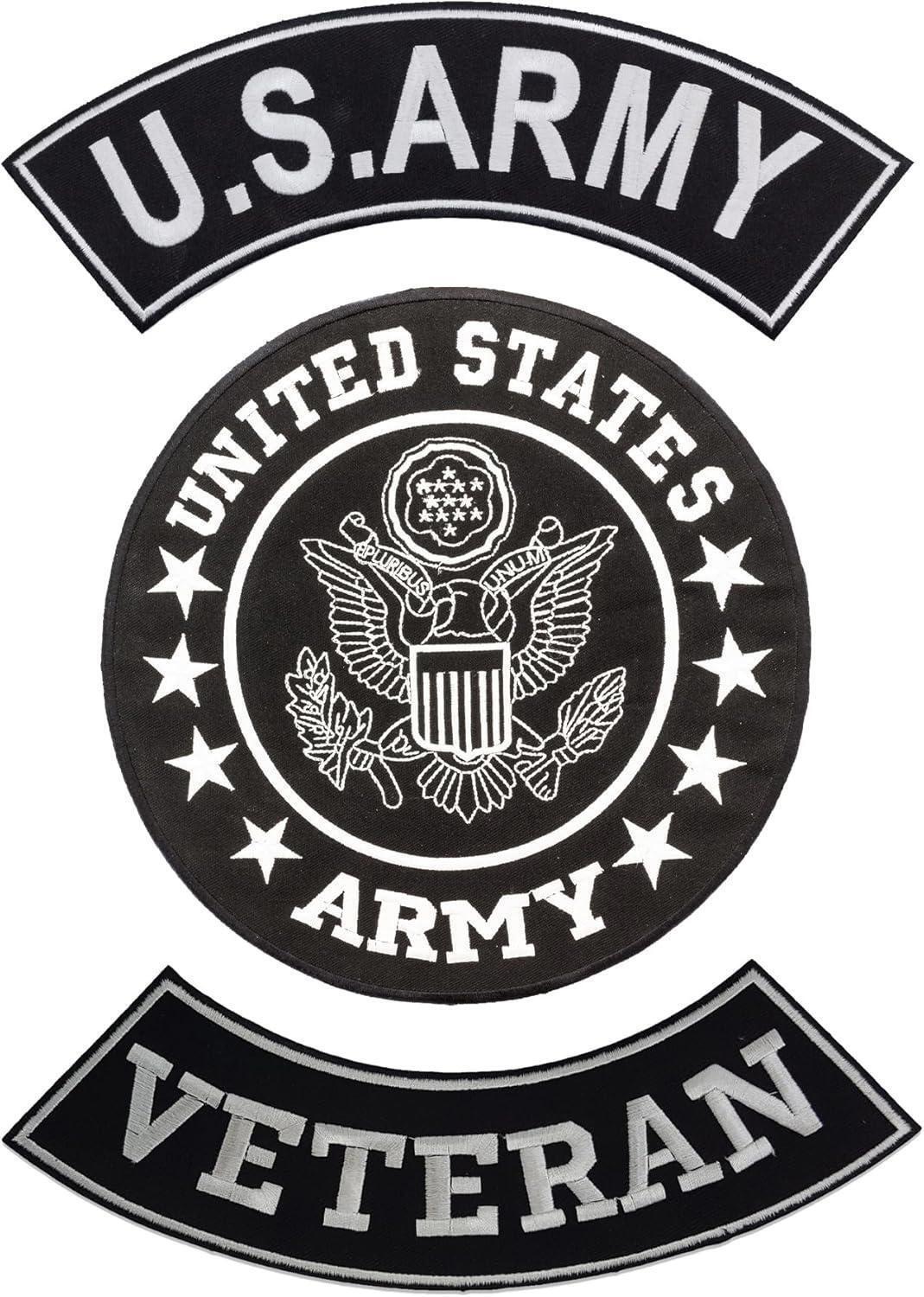 U.S. Army Veteran Patch Set – 3-Piece Embroidered Iron-On
