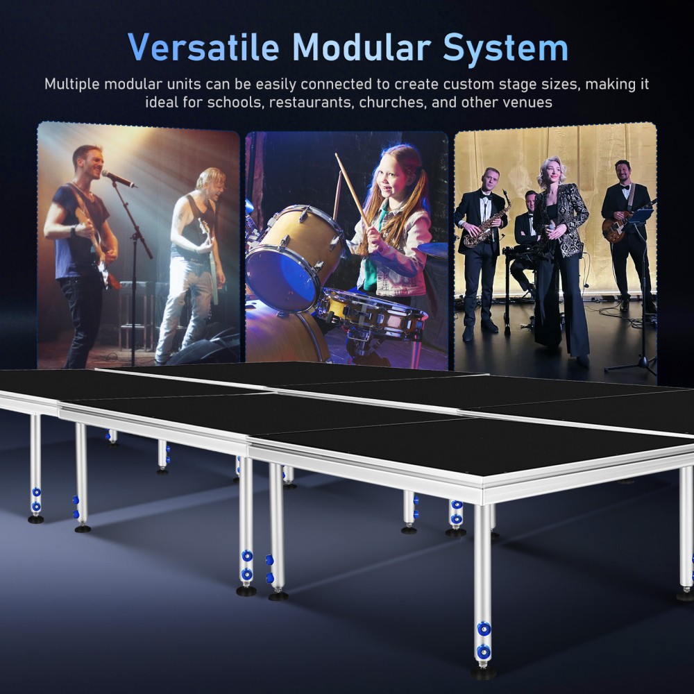 4FTX4FT Portable Riser Stage Kit System w/ 24"-40" Adjustable Height for School