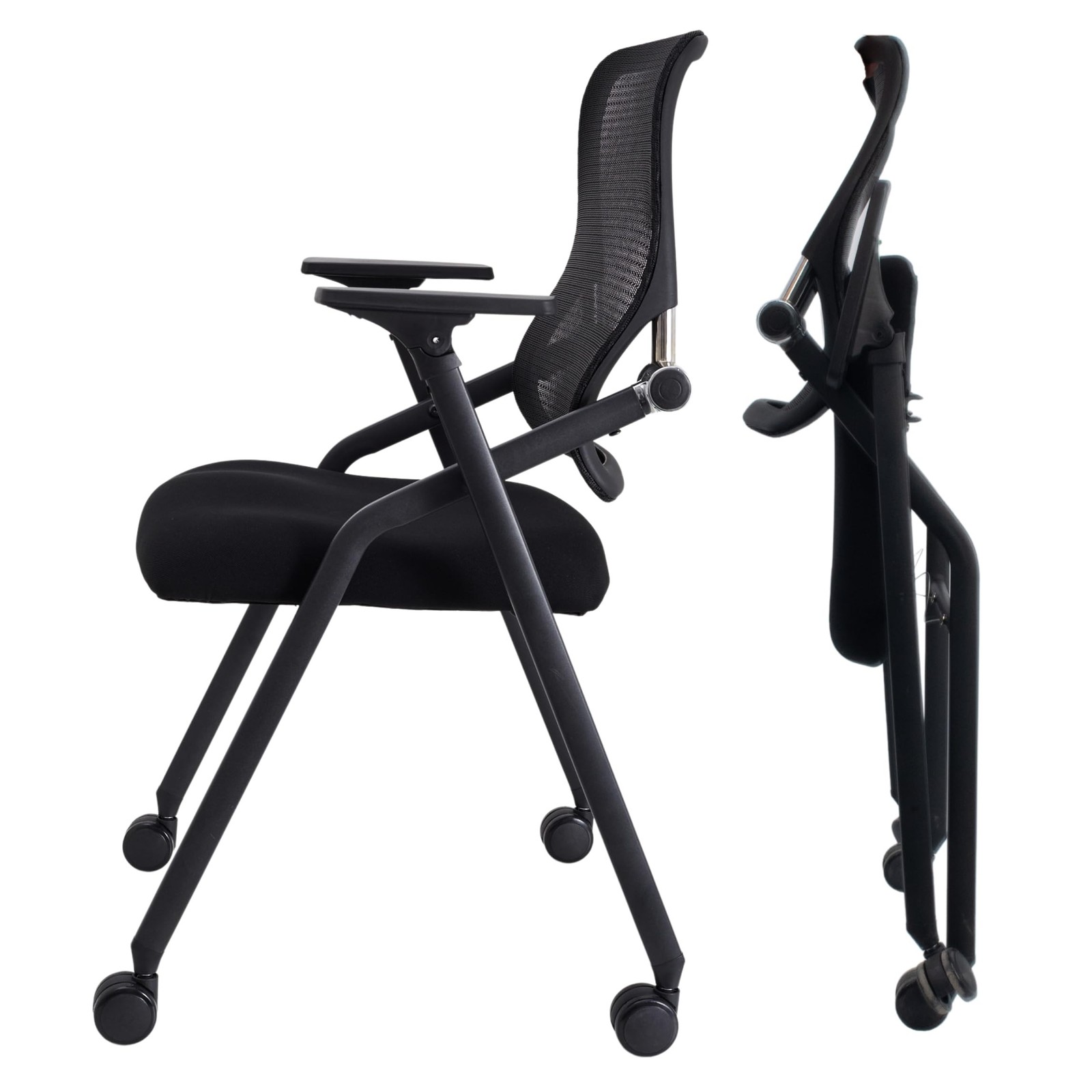 PRO, Stackable & Foldable Conference Room Chairs with 2X Thick Cushion, Lumba...