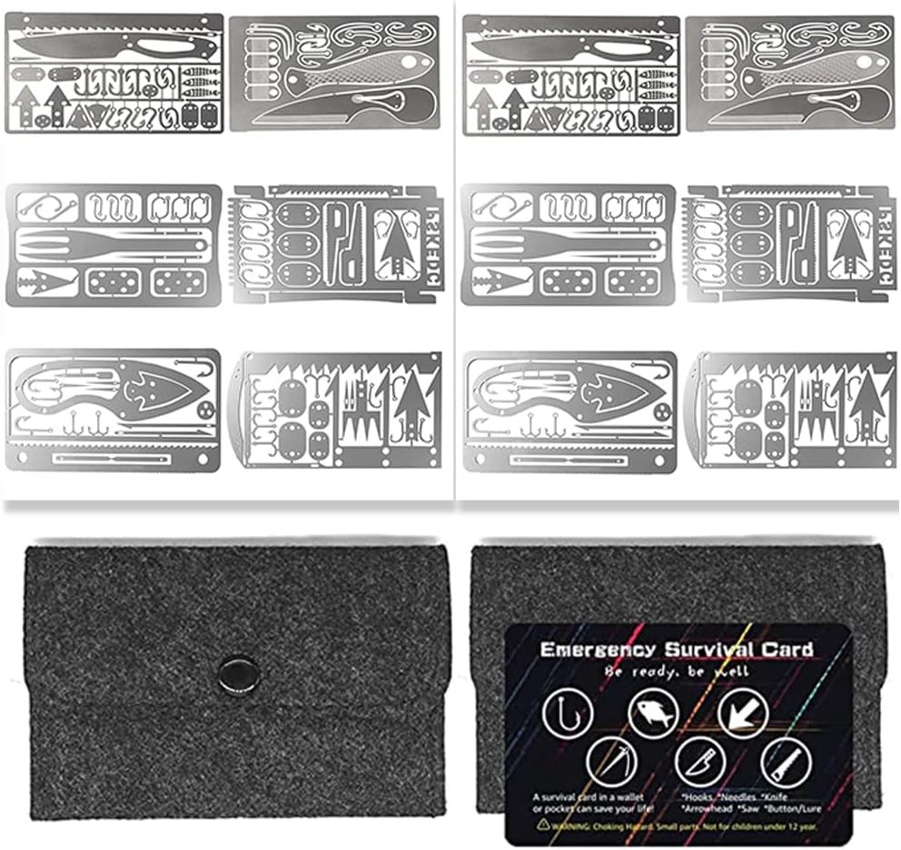 12 Pcs Survival Multitool Card Emergency Camping Tool EDC Kit in Your Wallet ...