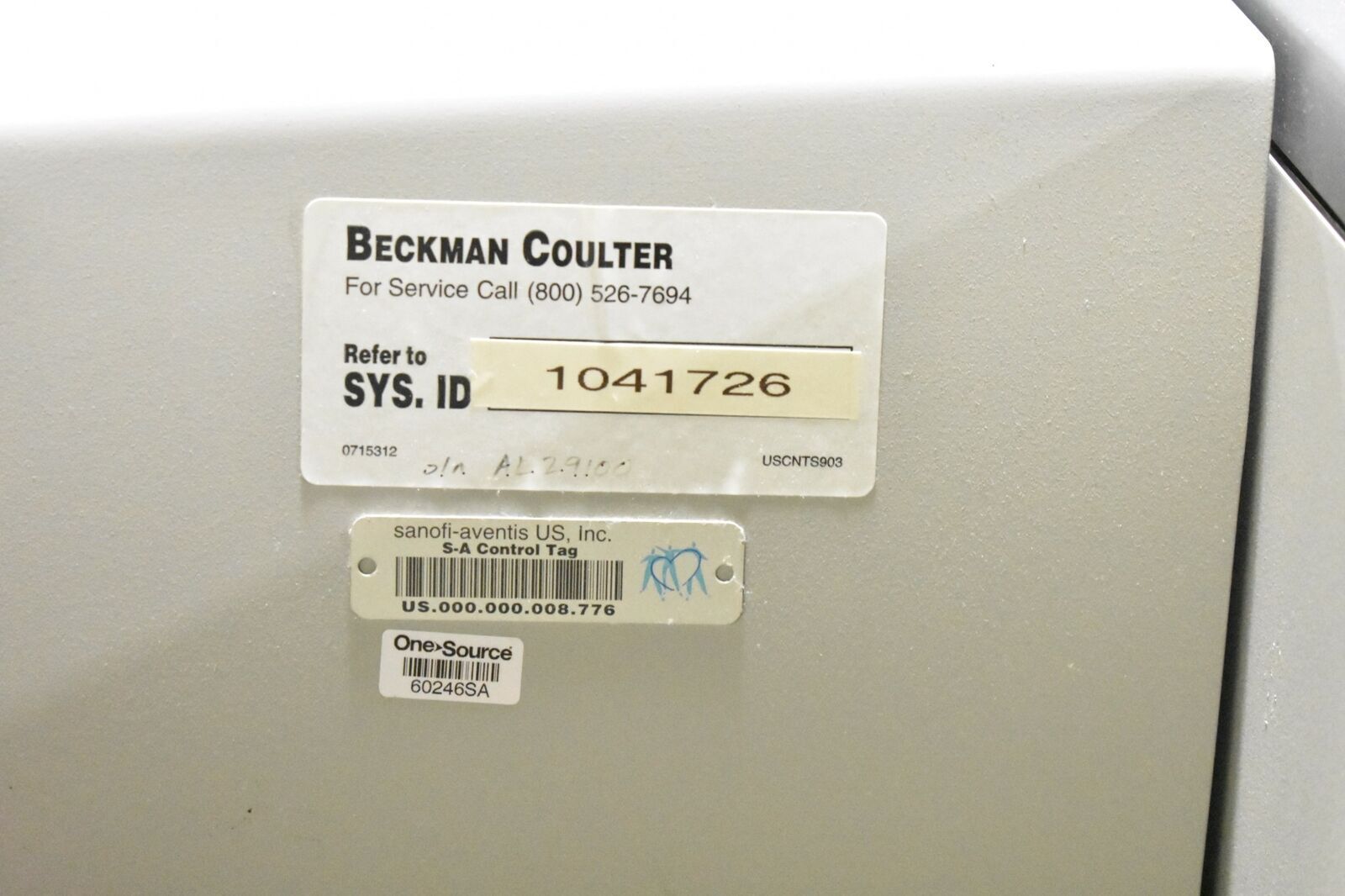 BECKMAN COULTER AC. T 5DIFF AL ASSEMBLY NO. 176058 HEMATOLOGY ANALYZER