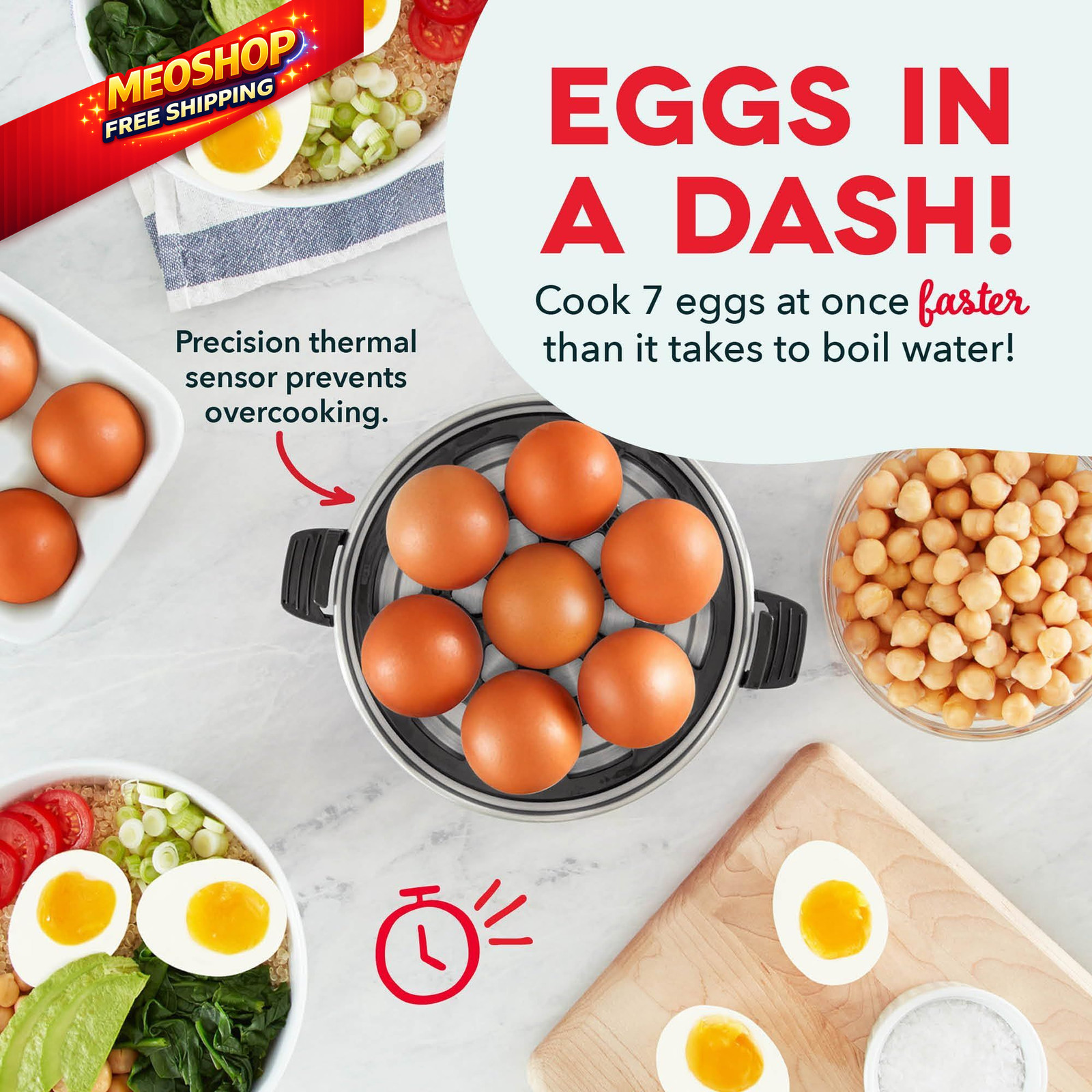 Dash Rapid Egg Cooker - Boiler, Poacher & Steamer - Includes 7 Eggs, Black