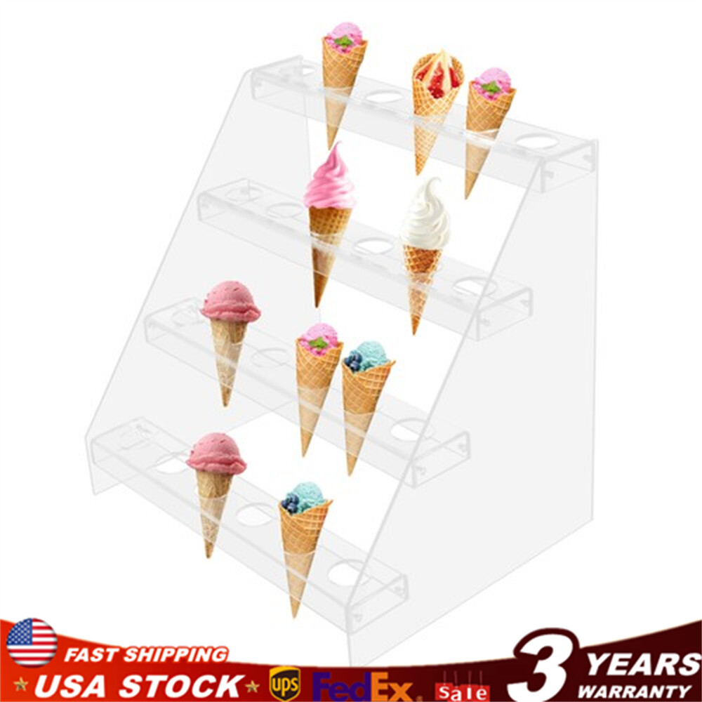 24 Hole Wedding Reusable Acrylic Ice Cream Cone Holder Tray Display Stand Rack