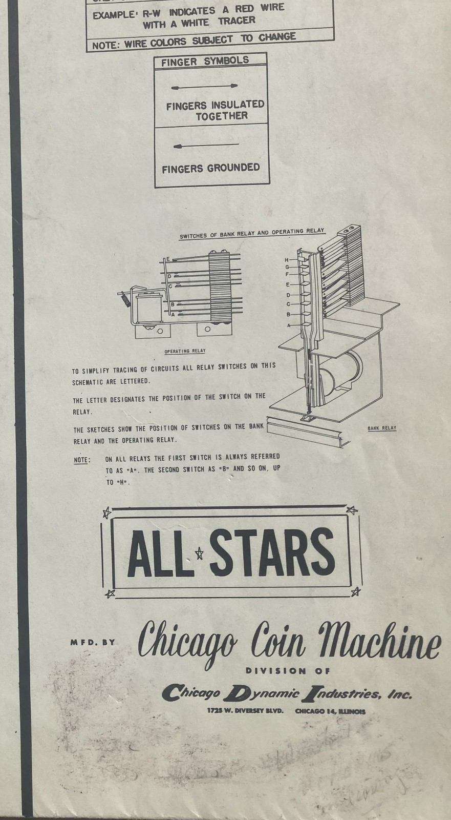 Chicago Coin All Stars Pinball Schematic