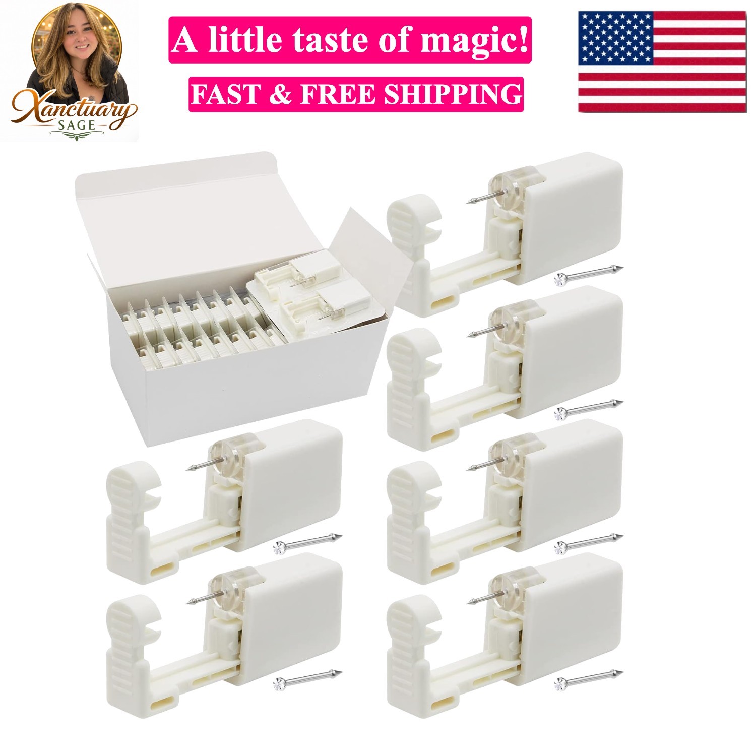 Nose Piercing Gun Kit - 24Pcs Disposable Nose Piercing Gun with Built-in Nose...