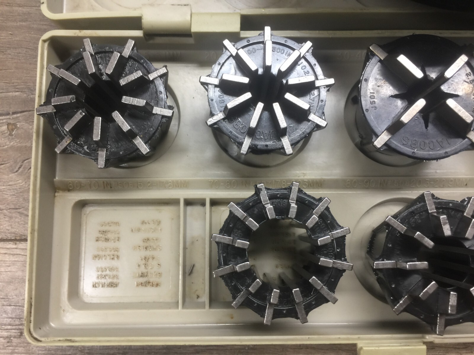 JACOBS SPEED CHUCK #50 W/ 2 1/4 -8 THREADED MOUNT & COLLETS