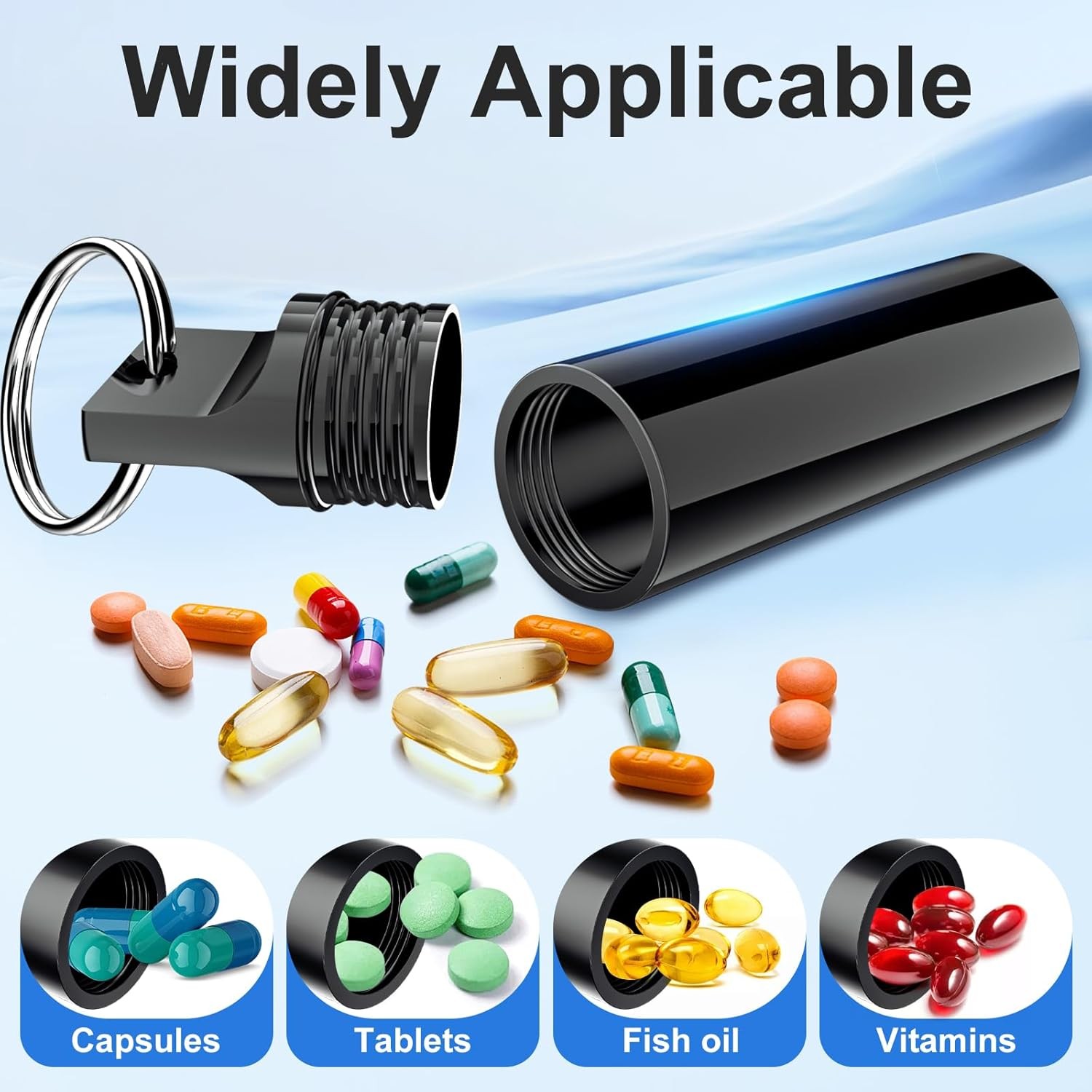 5 Pack Keychain Pill Holder, Portable Pill Organizer Small Pill Case for Purse,