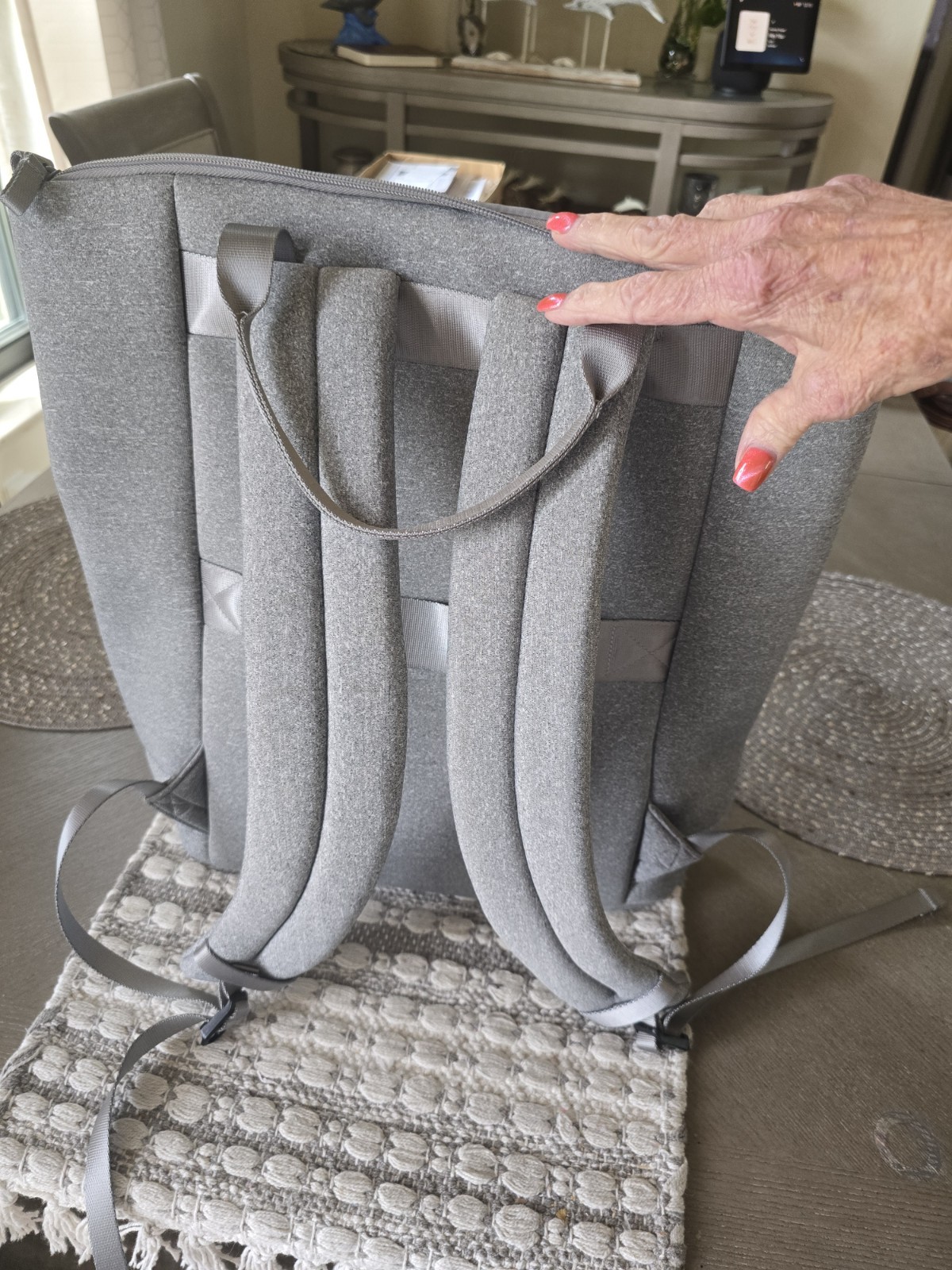 All in Motion Tote Backpack Gray Polyester Zip 16" Laptop Sleeve 3 Pockets