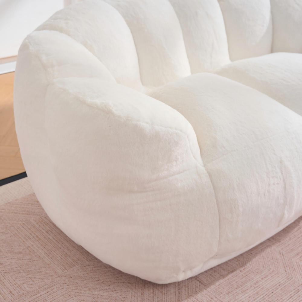 Loveseat Bean Bag Sofa 59"L Faux Fur Ultra Soft Floor Chair Adults