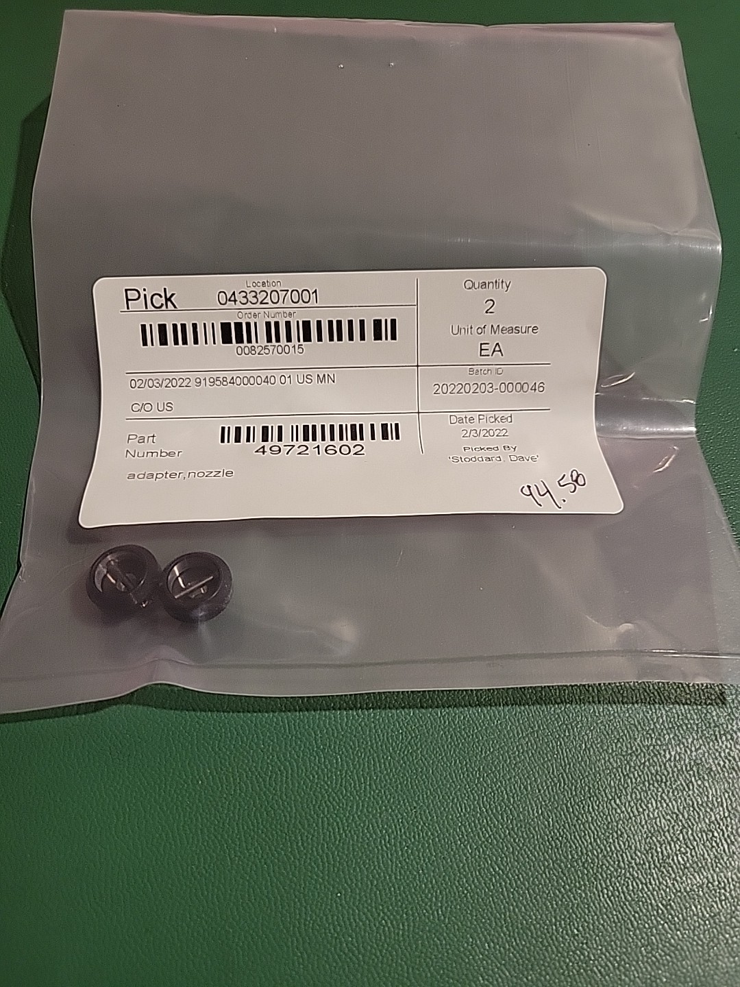 Universal Instruments 49721602 Adapter, Nozzle, New Open Box