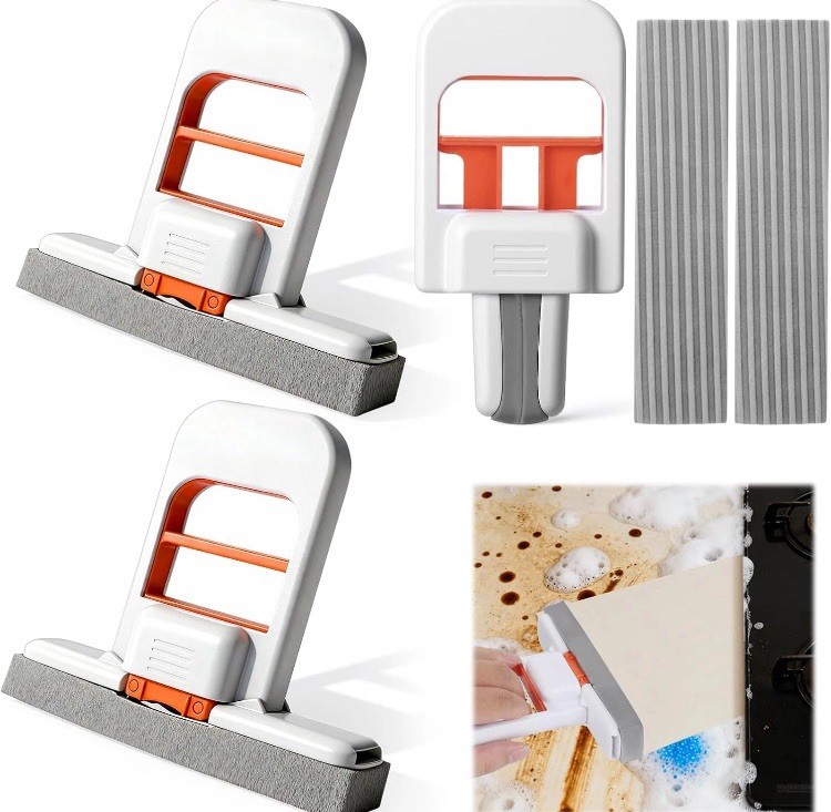 3Pcs Mini Foldable Desktop Mop Portable Squeeze Sponge Cleaning Tool,Wet/Dry 🫧