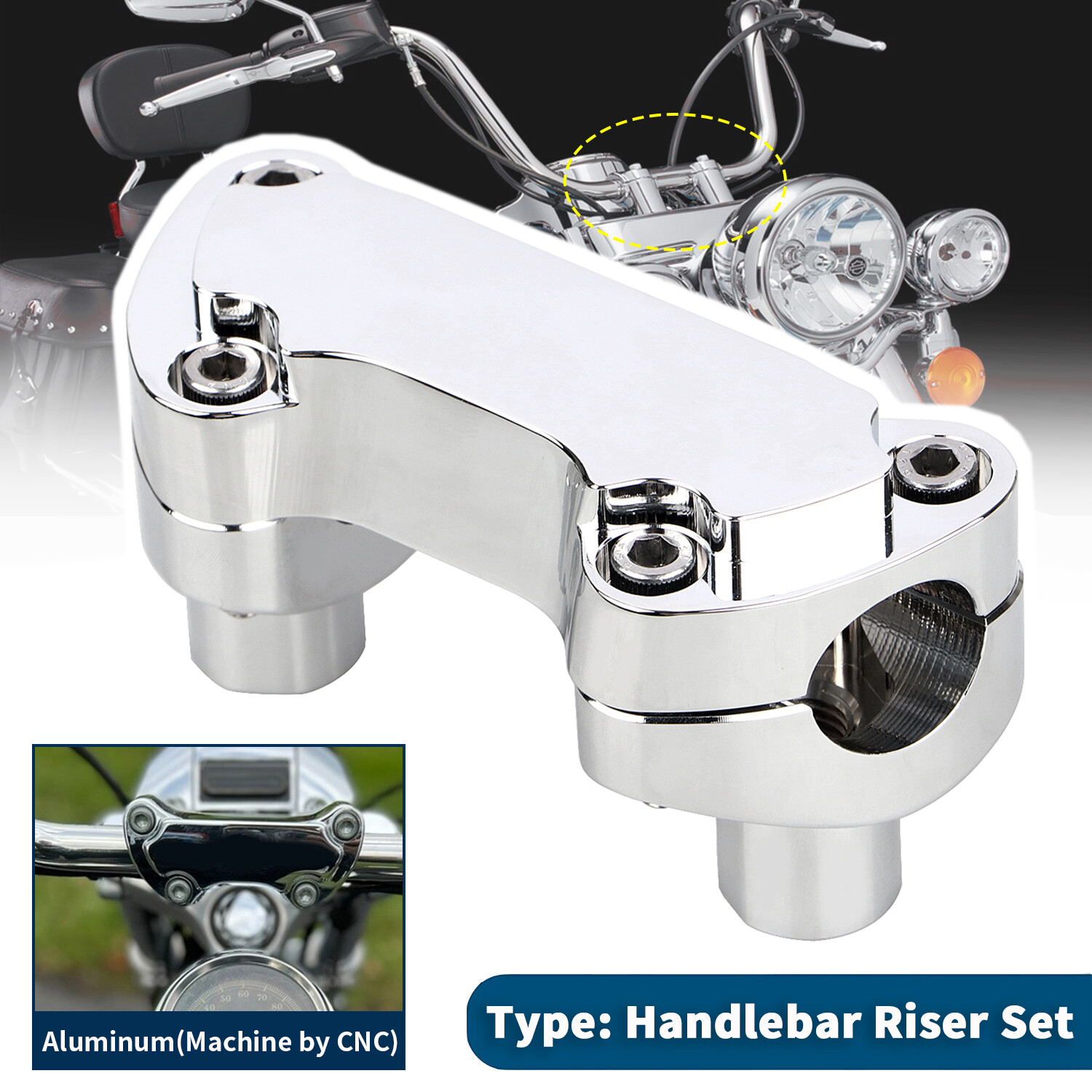 Aluminum 1 1/2" Tall Handlebar Risers Top Clamp For Harley Fatboy Sportster XL