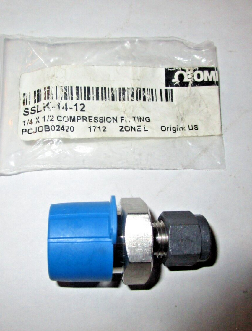 NEW IN PACKAGE OMEGA 1/4''x1/2'' COMPRESSION FITTING SSLK-14-12