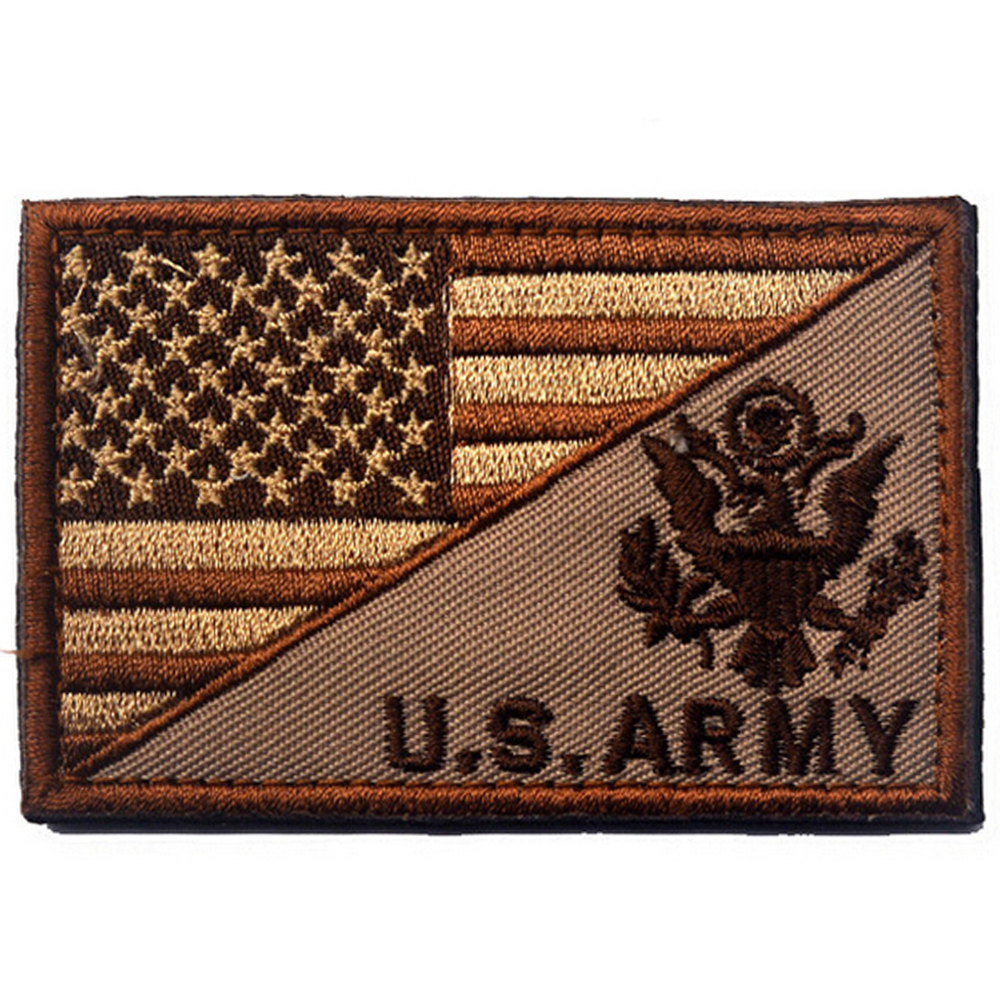 USA FLAG & U.S. ARMY BADGE TACTICAL MILITARY PATCHES HOOK LOOP PATCH -05