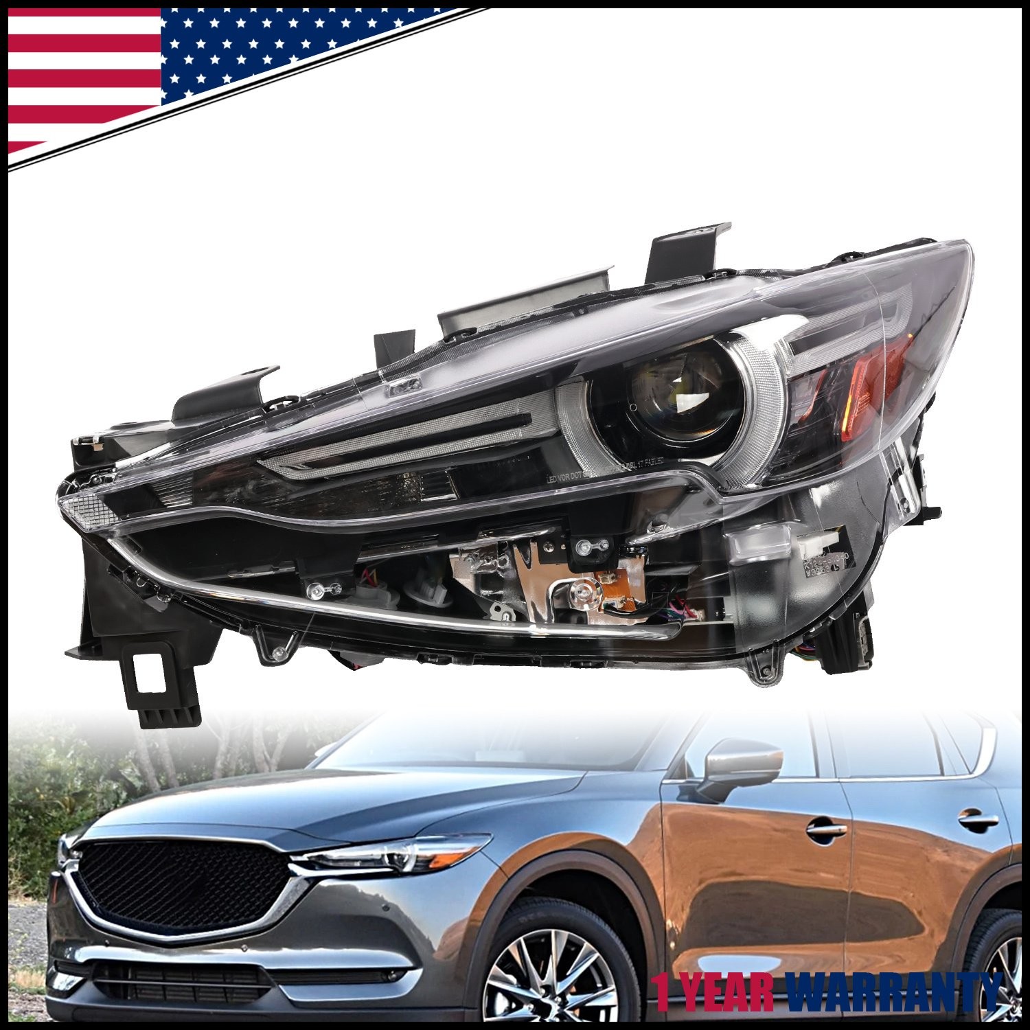 Driver Side Headlight For 2017-2021 Mazda CX-5 Full LED Projector W/AFS Lamp LH