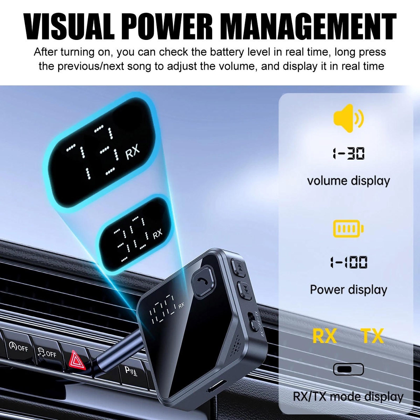 Bluetooth 5.4 Audio Transmitter Receiver 2-in-1 Wireless 3.5mm Jack Adapter
