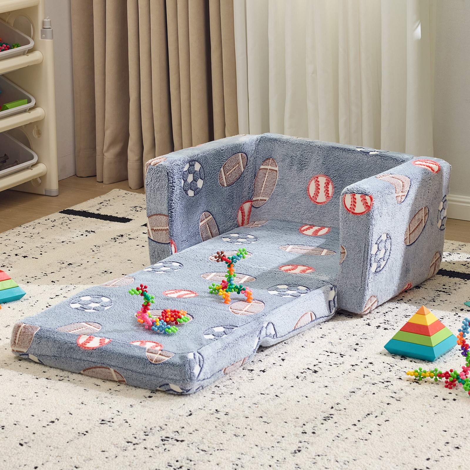 Foldable Sofa Bed with Night Glow – 2-in-1 Convertible Children’s Lounge Chair
