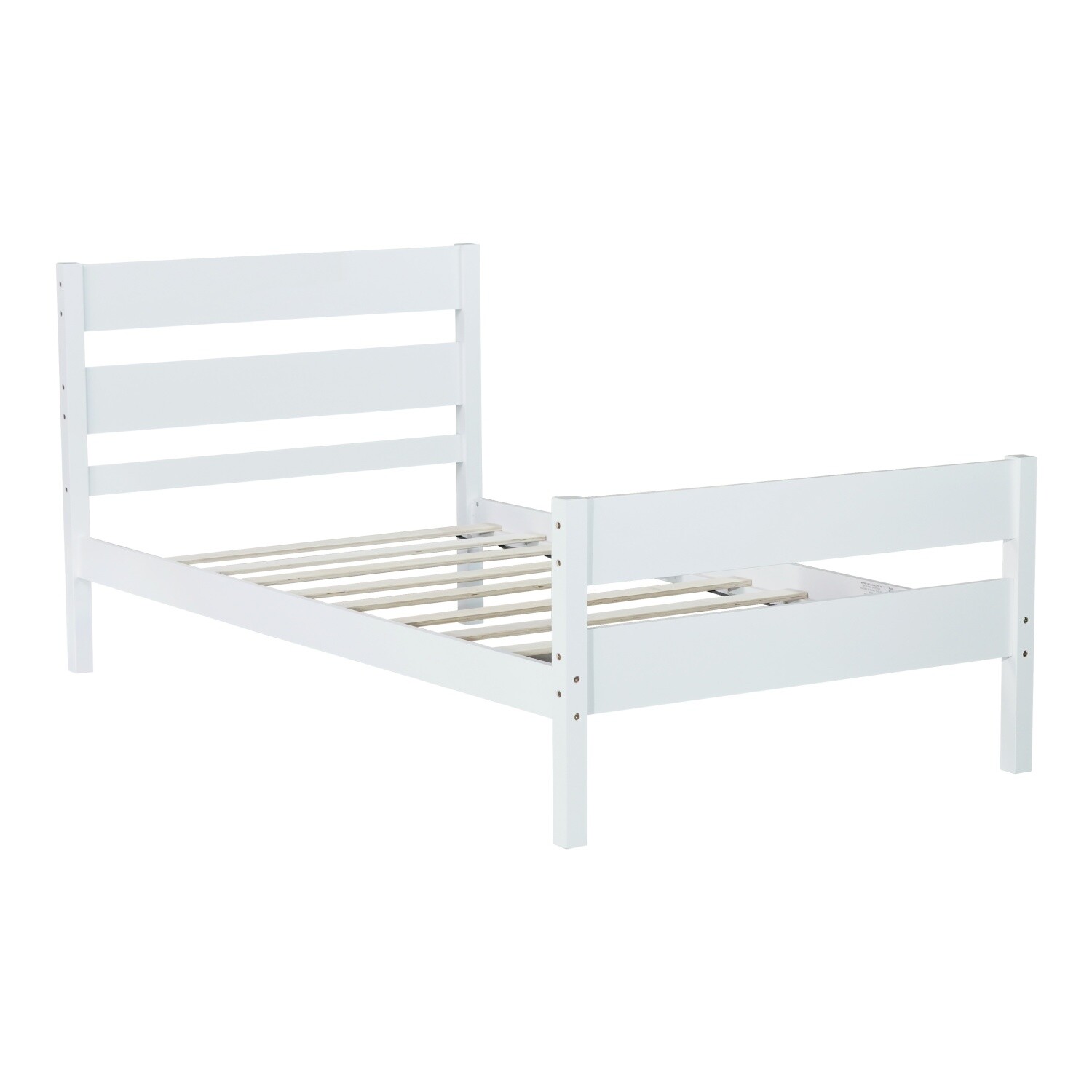 Twin Size Bed Frame Wooden Platform Bed Frame with Headboard White/Espresso